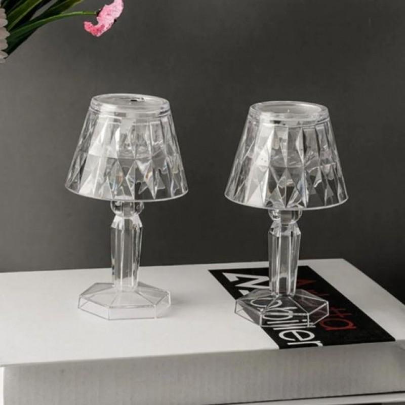 2 Pcs Rechargeable Crystal Table Lamp White LED