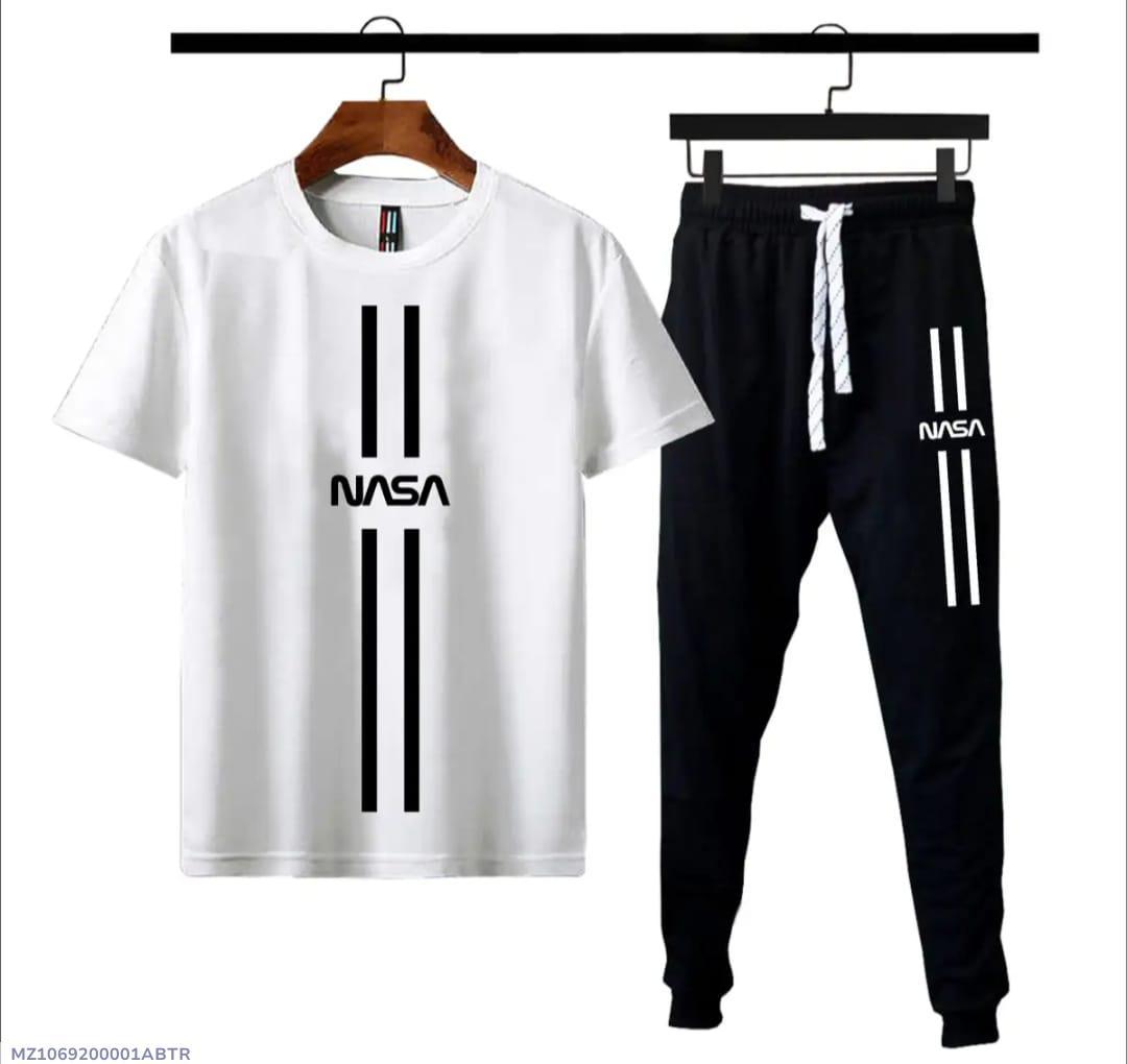 NASA Print Track Suit White Black Cotton Medium to XL