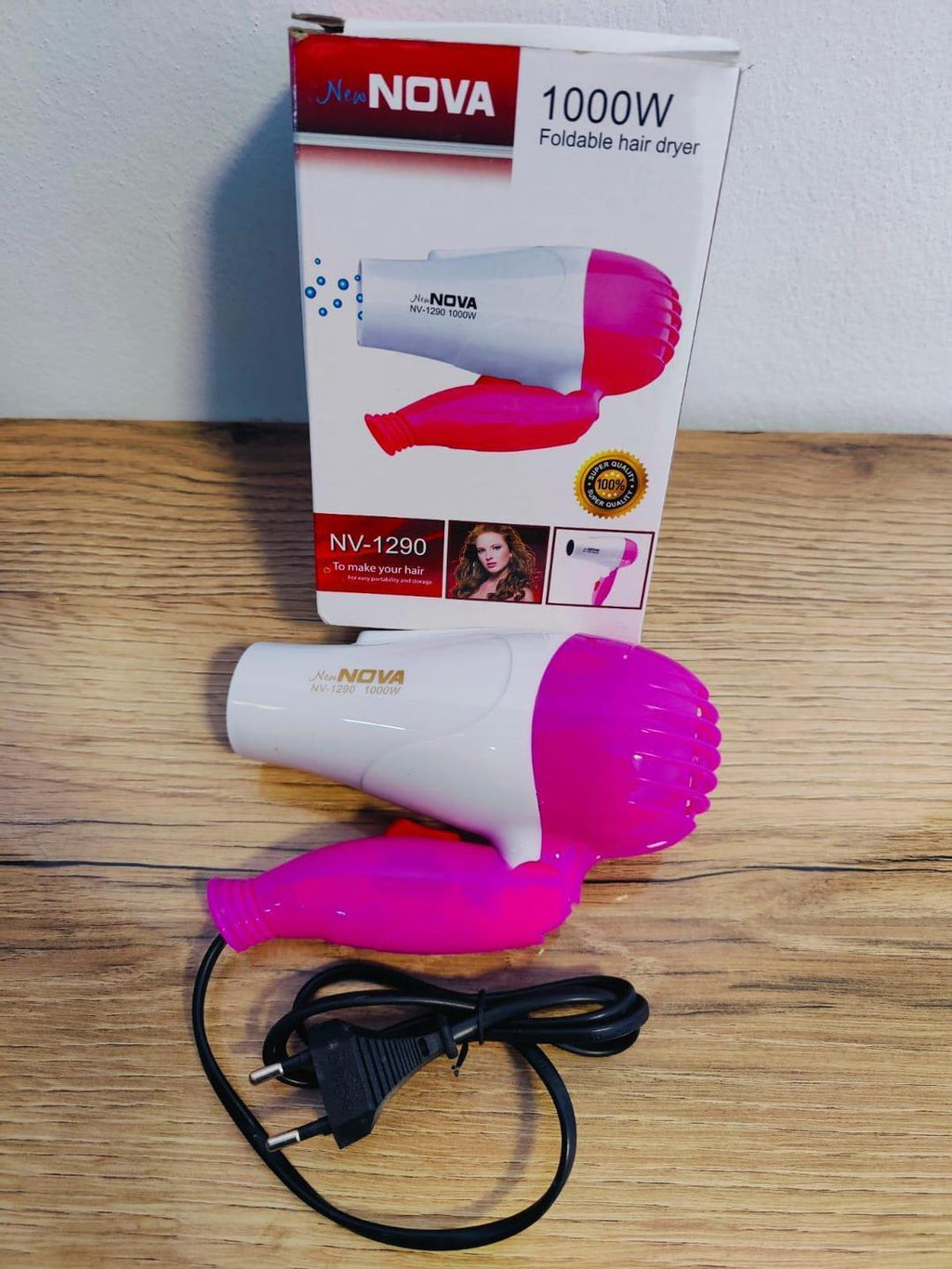 Pink Portable 1000W Hair Dryer for Fast Drying