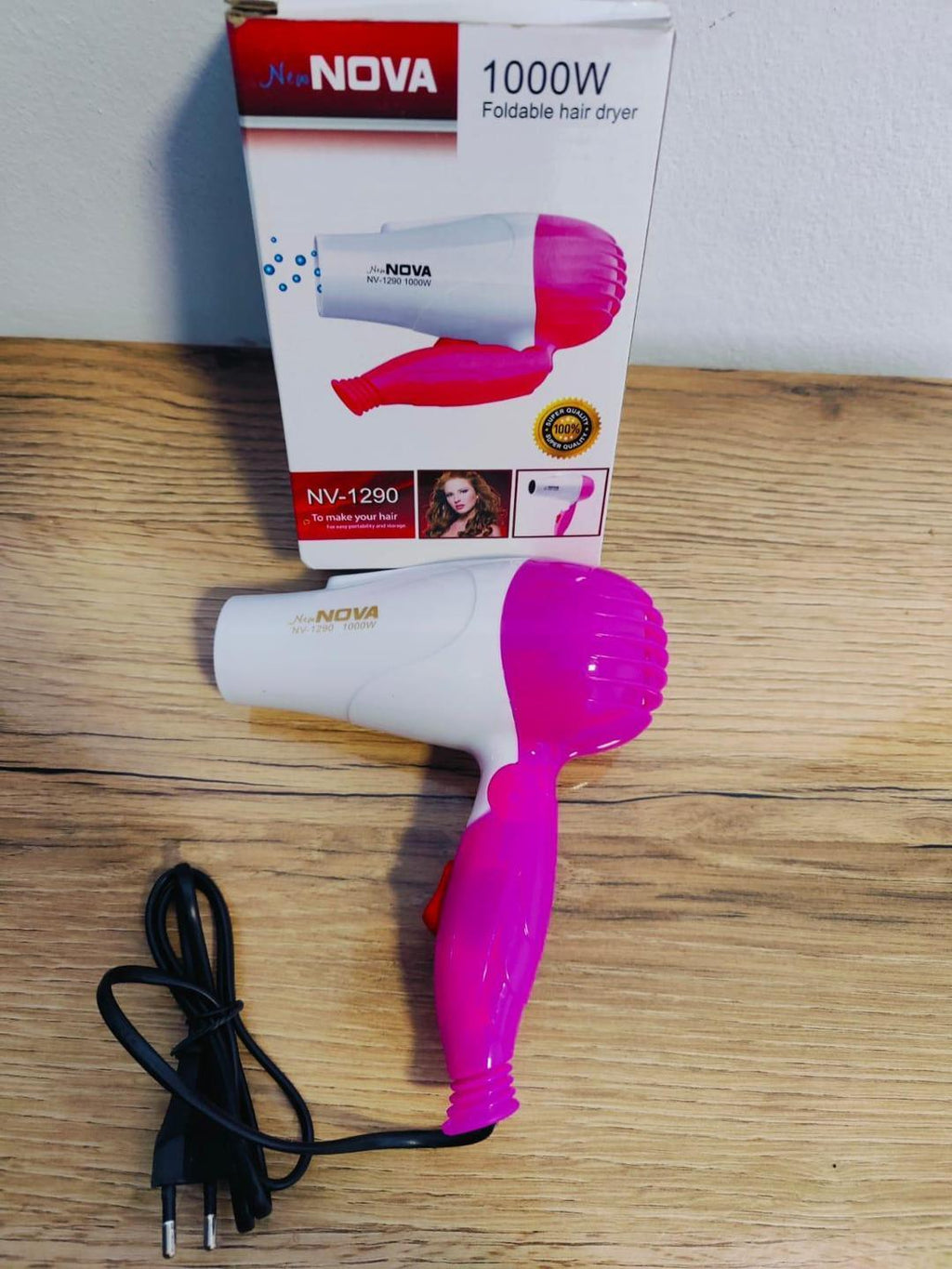 Pink Portable 1000W Hair Dryer for Fast Drying