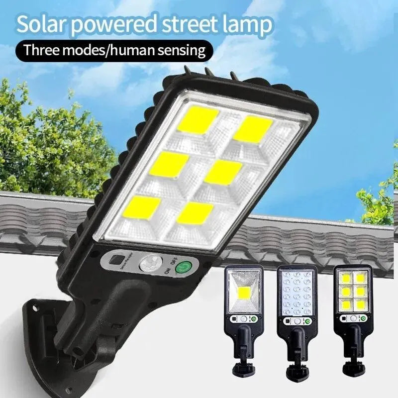 Solar Motion Sensor Street Lamp Black Rechargeable