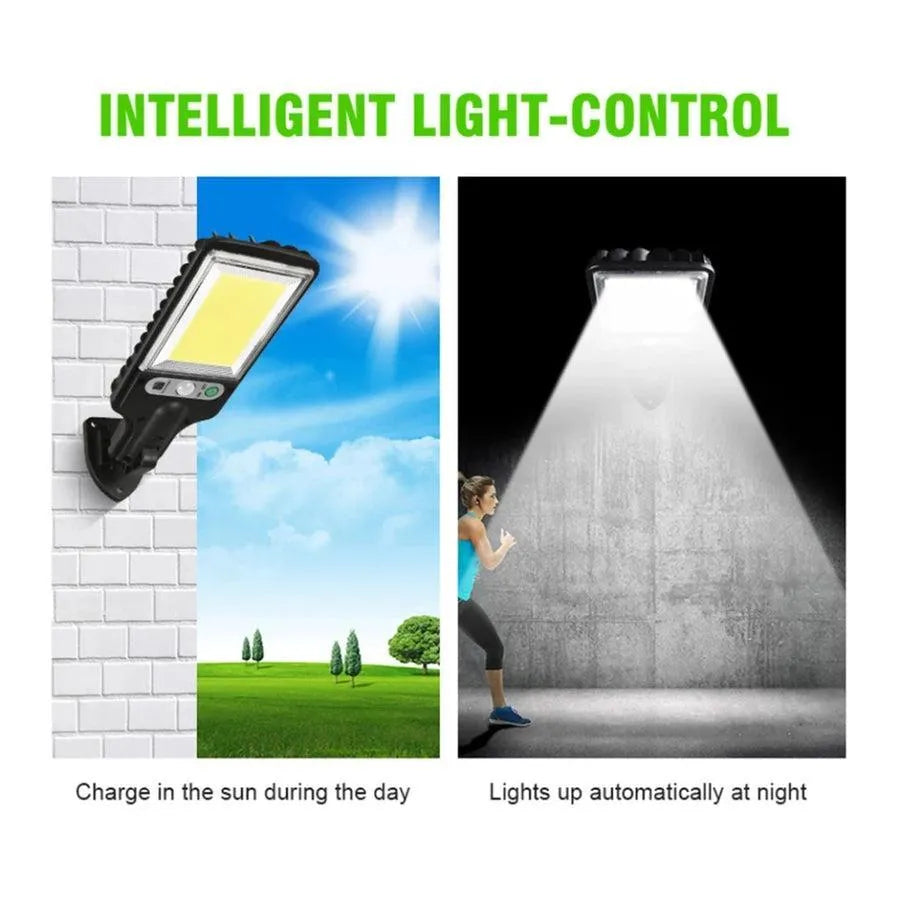 Solar Motion Sensor Street Lamp Black Rechargeable