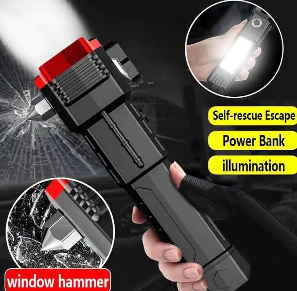 Rechargeable LED Light with Safety Hammer and Type-C Charging