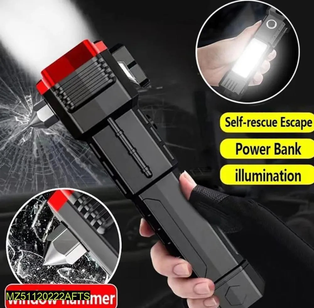 Rechargeable LED Light with Safety Hammer and Type-C Charging