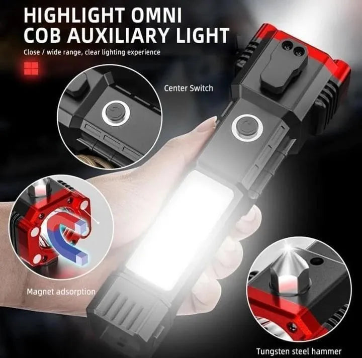 Rechargeable LED Light with Safety Hammer and Type-C Charging