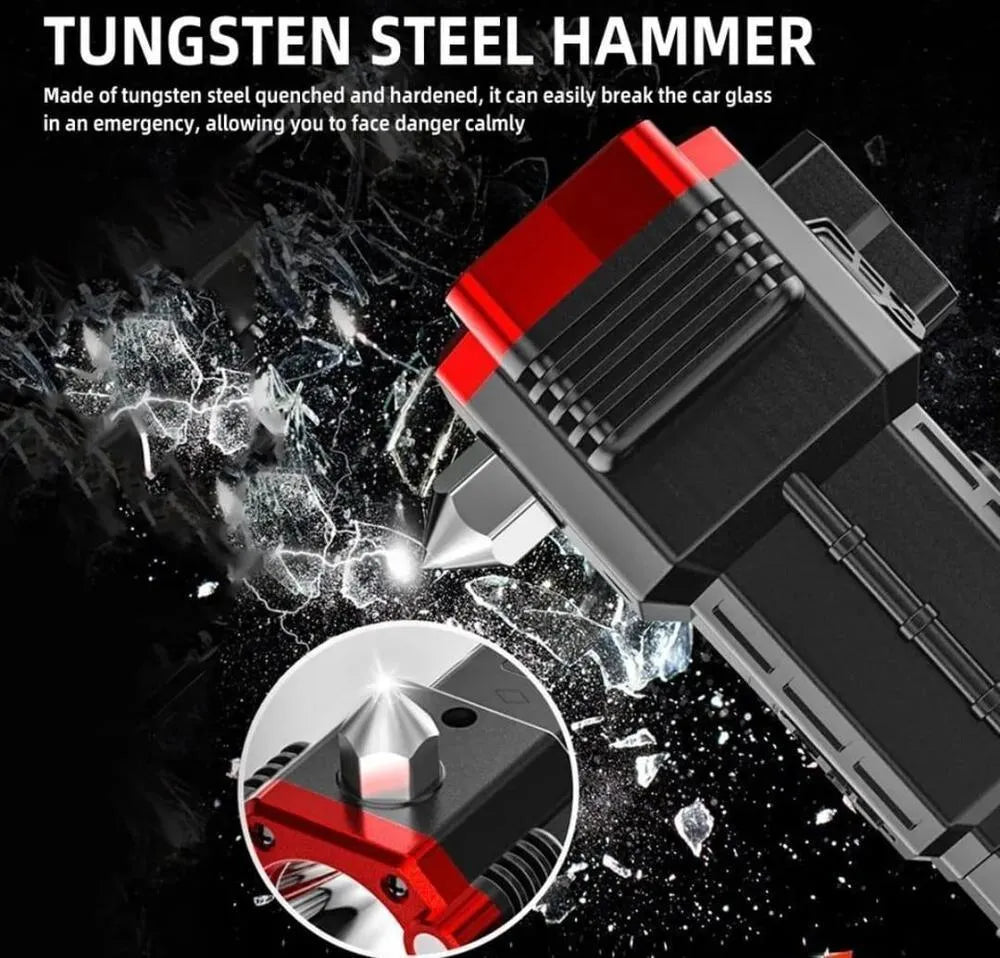 Rechargeable LED Light with Safety Hammer and Type-C Charging