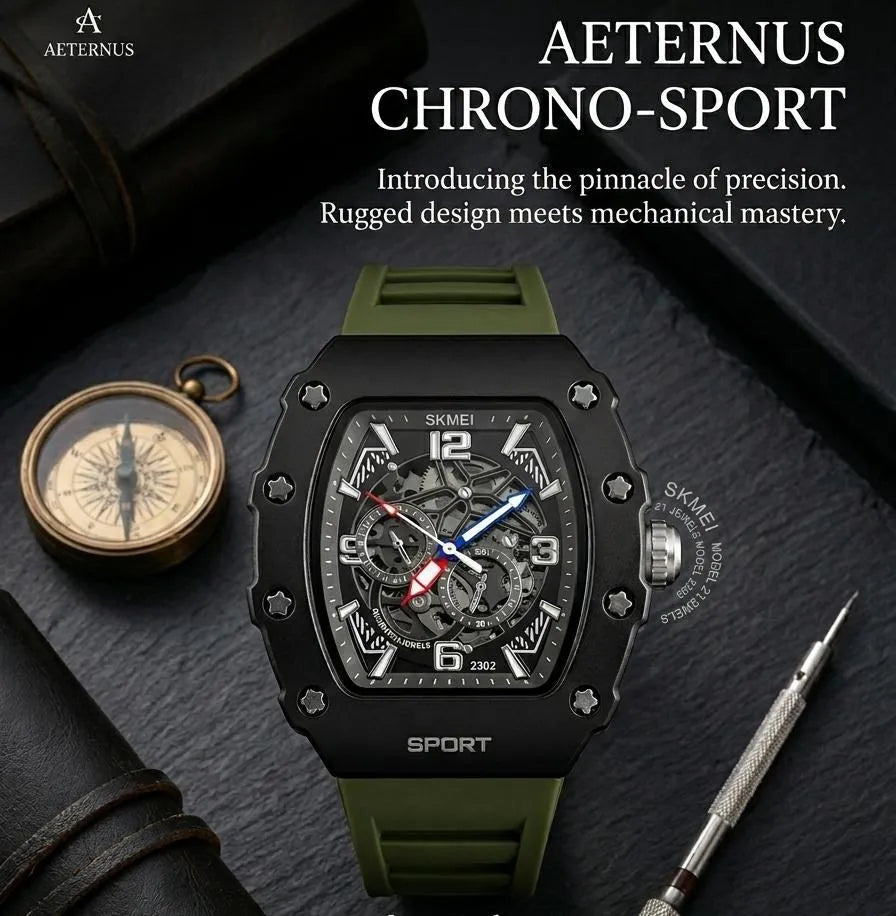 Oxford Military Style Sport Watch Olive Green Silicone Strap