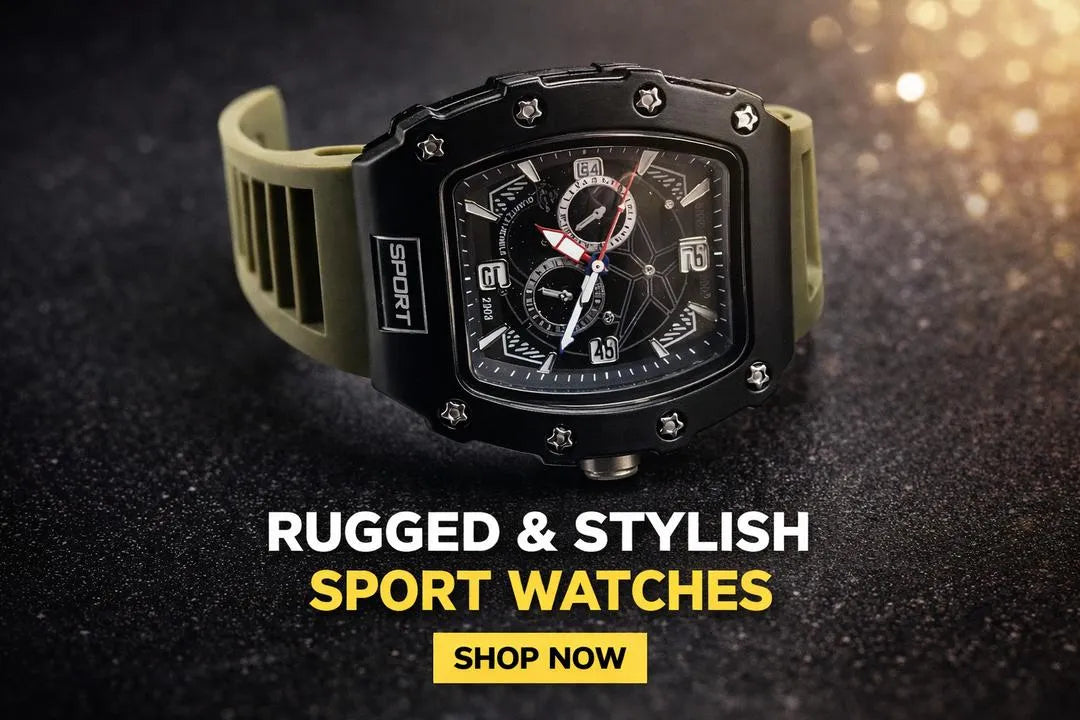 Oxford Military Style Sport Watch Olive Green Silicone Strap