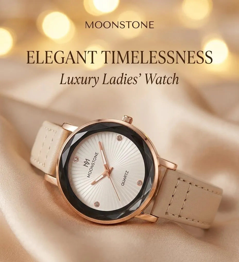Luxury Ladies Watch Off White Leather Quartz