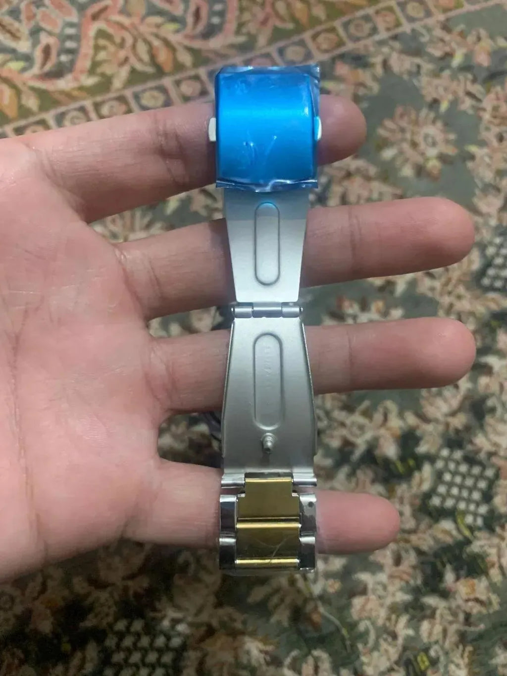 Male Two-Tone Stainless Steel Watch with Gold Crown