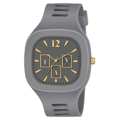 Men's Modern Grey Watch with Gold Dial & Silicone Band