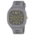Men's Modern Grey Watch with Gold Dial & Silicone Band
