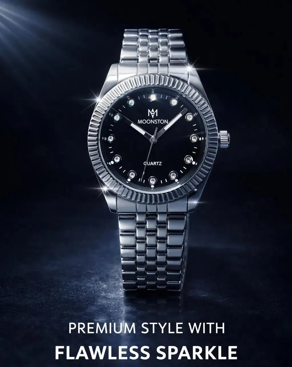 Men's Stainless Steel Chain Watch Black Dial