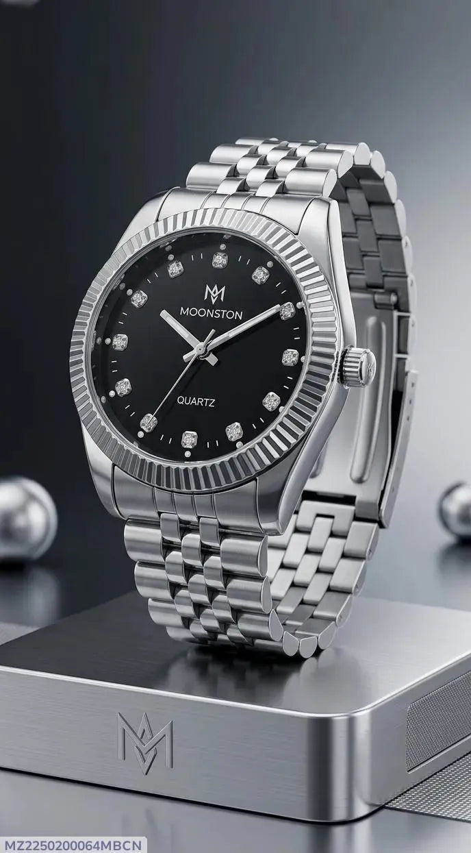 Men's Stainless Steel Chain Watch Black Dial