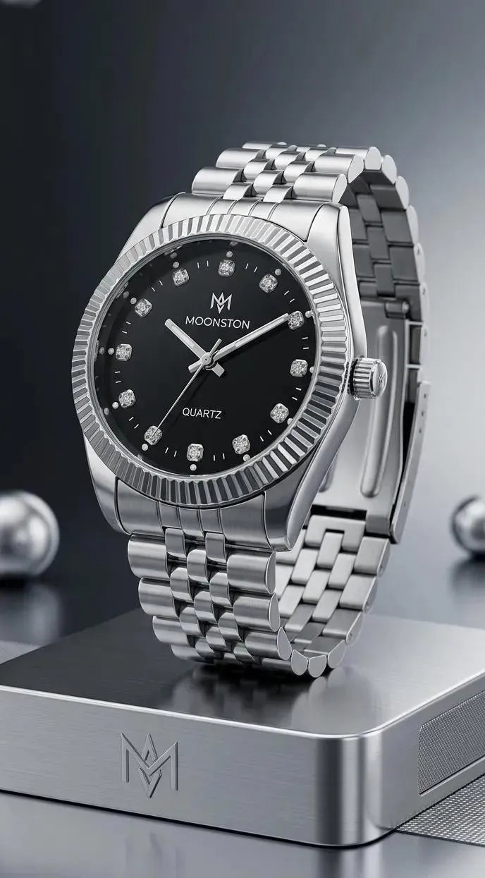 Men's Stainless Steel Chain Watch Black Dial