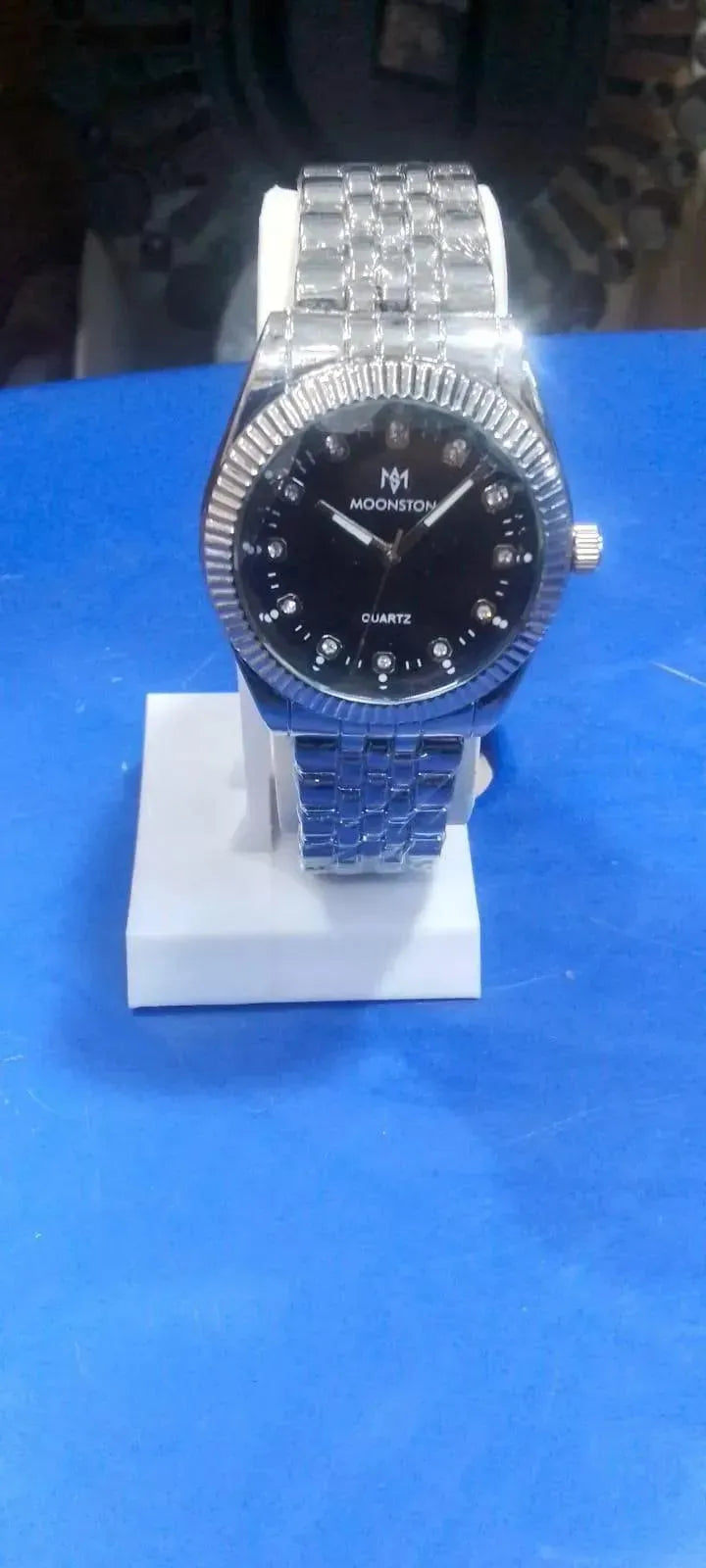 Men's Stainless Steel Chain Watch Black Dial