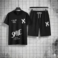 2 Pcs Men's Polyester Printed T-Shirt & Shorts Tracksuit