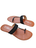 Women's Black PU Leather Kolhapuri Chappals Casual Comfort