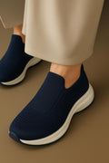 Men's Blue Knit Slip-On Walking Shoes