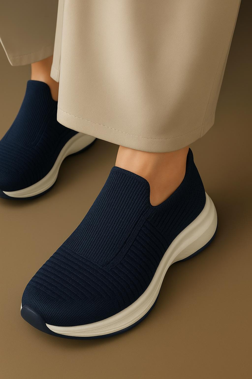 Men's Blue Knit Slip-On Walking Shoes