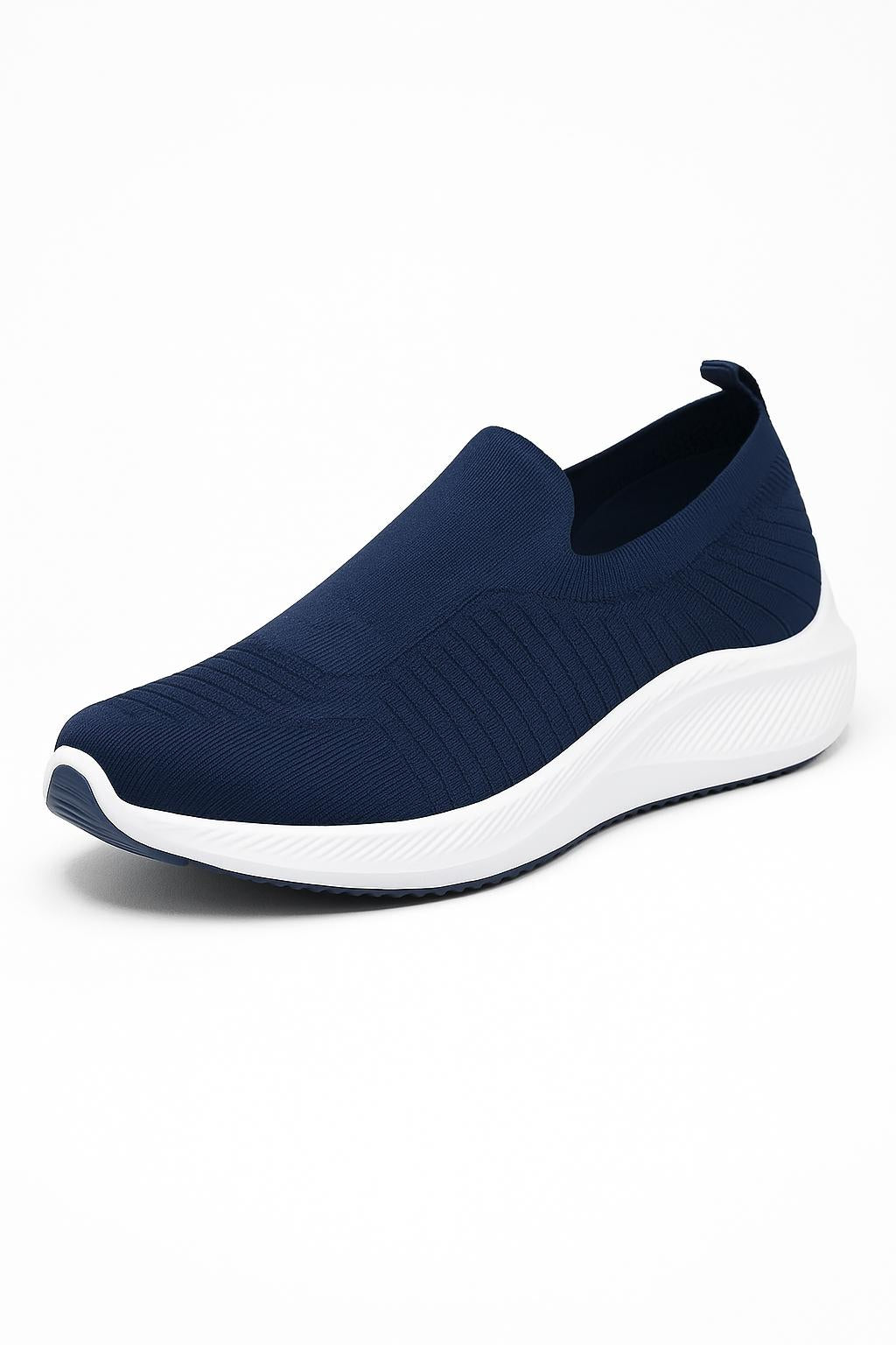 Men's Blue Knit Slip-On Walking Shoes