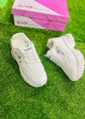 White Women's Rexine Casual Joggers Size 10-11