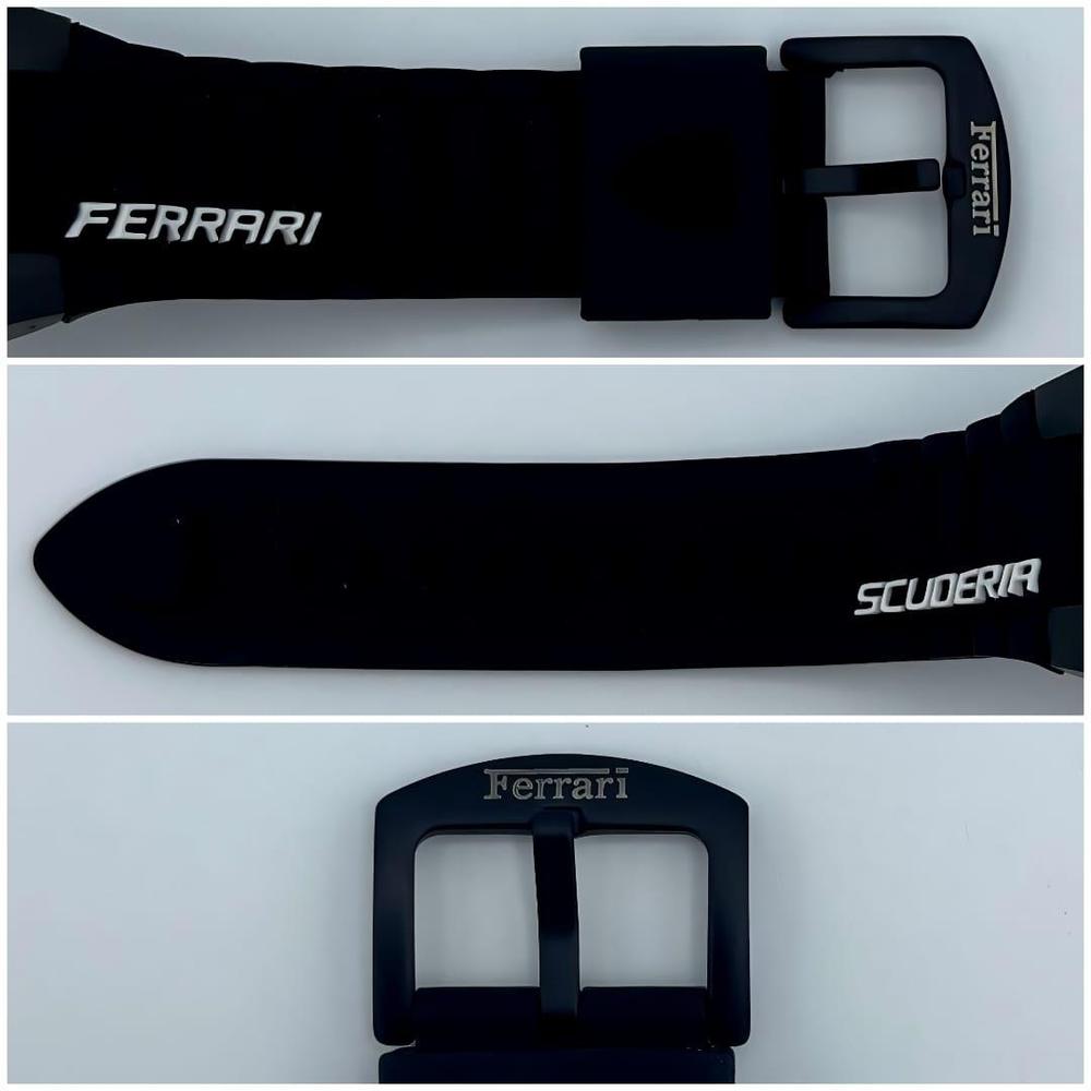 Ferrari Inspired Black Rubber Strap Watch for Men