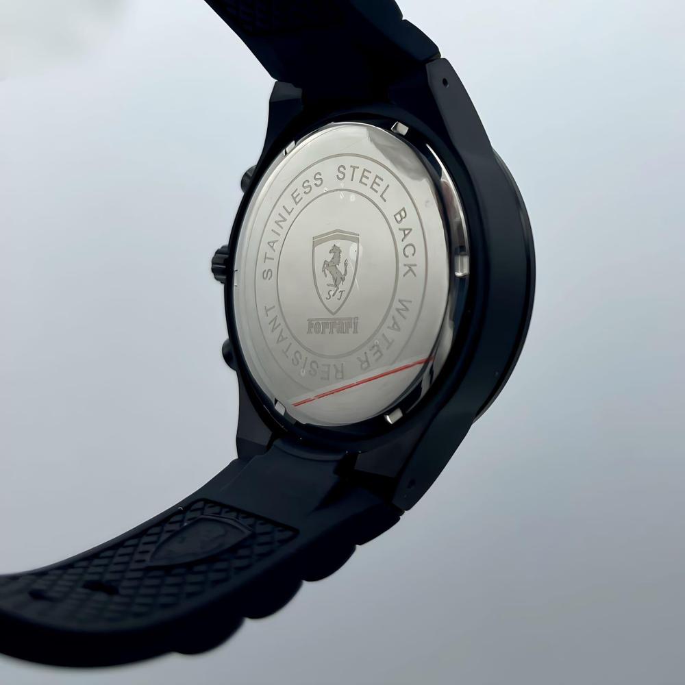 Ferrari Inspired Black Rubber Strap Watch for Men