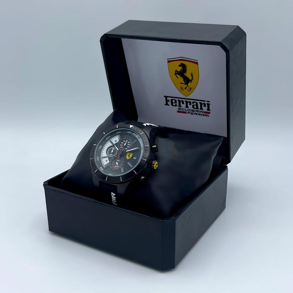 Ferrari Inspired Black Rubber Strap Watch for Men
