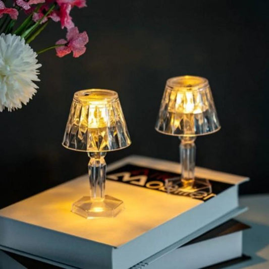 2 Pcs Rechargeable Crystal Table Lamp White LED