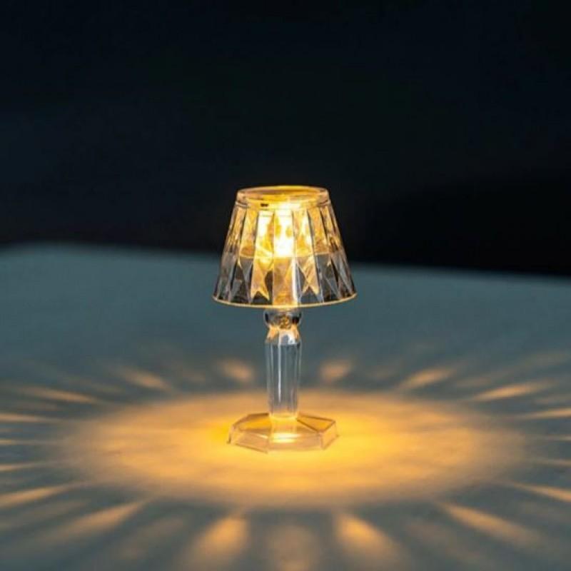 2 Pcs Rechargeable Crystal Table Lamp White LED