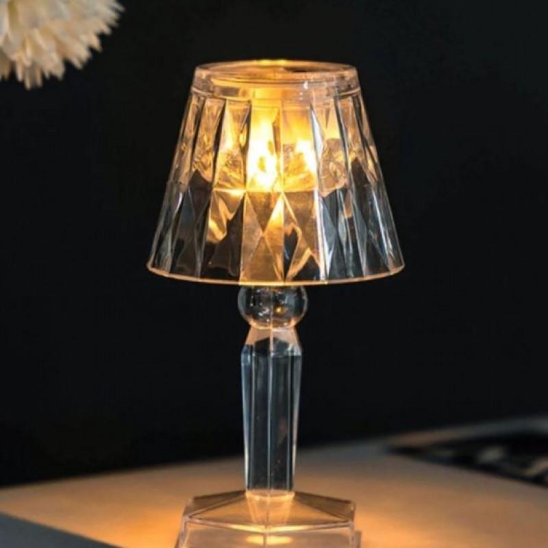 2 Pcs Rechargeable Crystal Table Lamp White LED