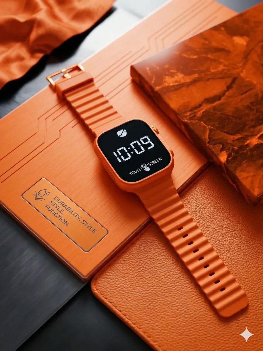 Unisex Digital Watch Black 100m Waterproof