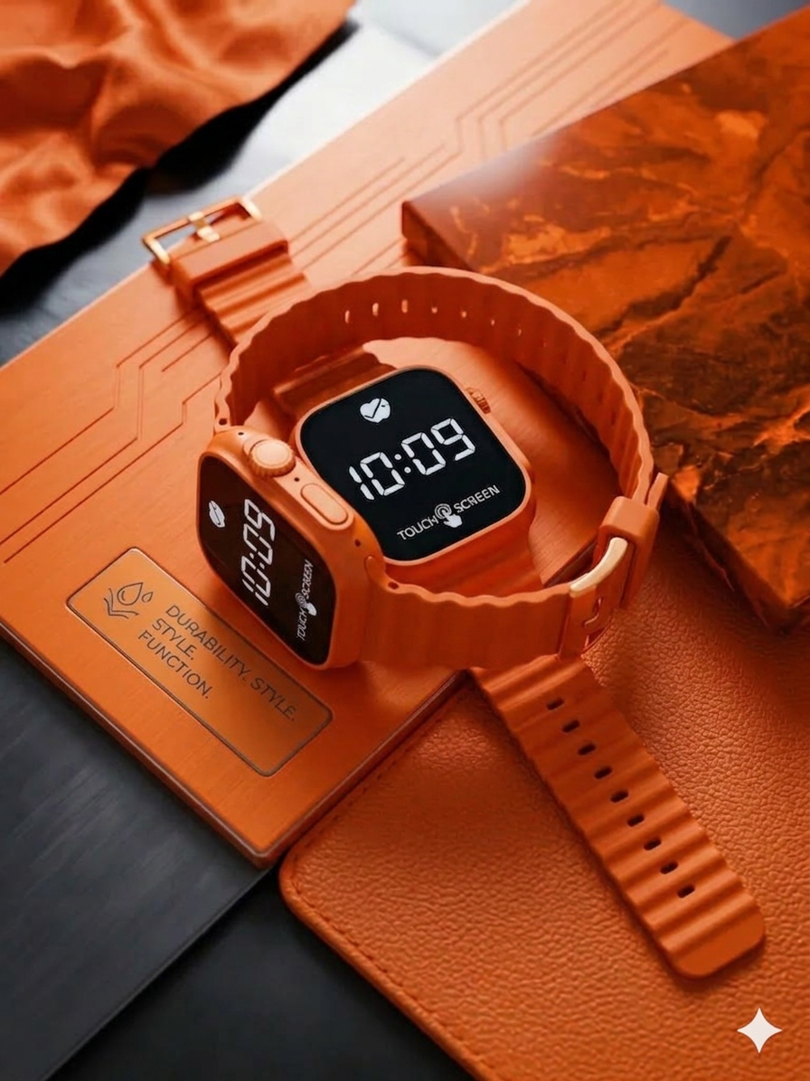 Unisex Digital Watch Black 100m Waterproof