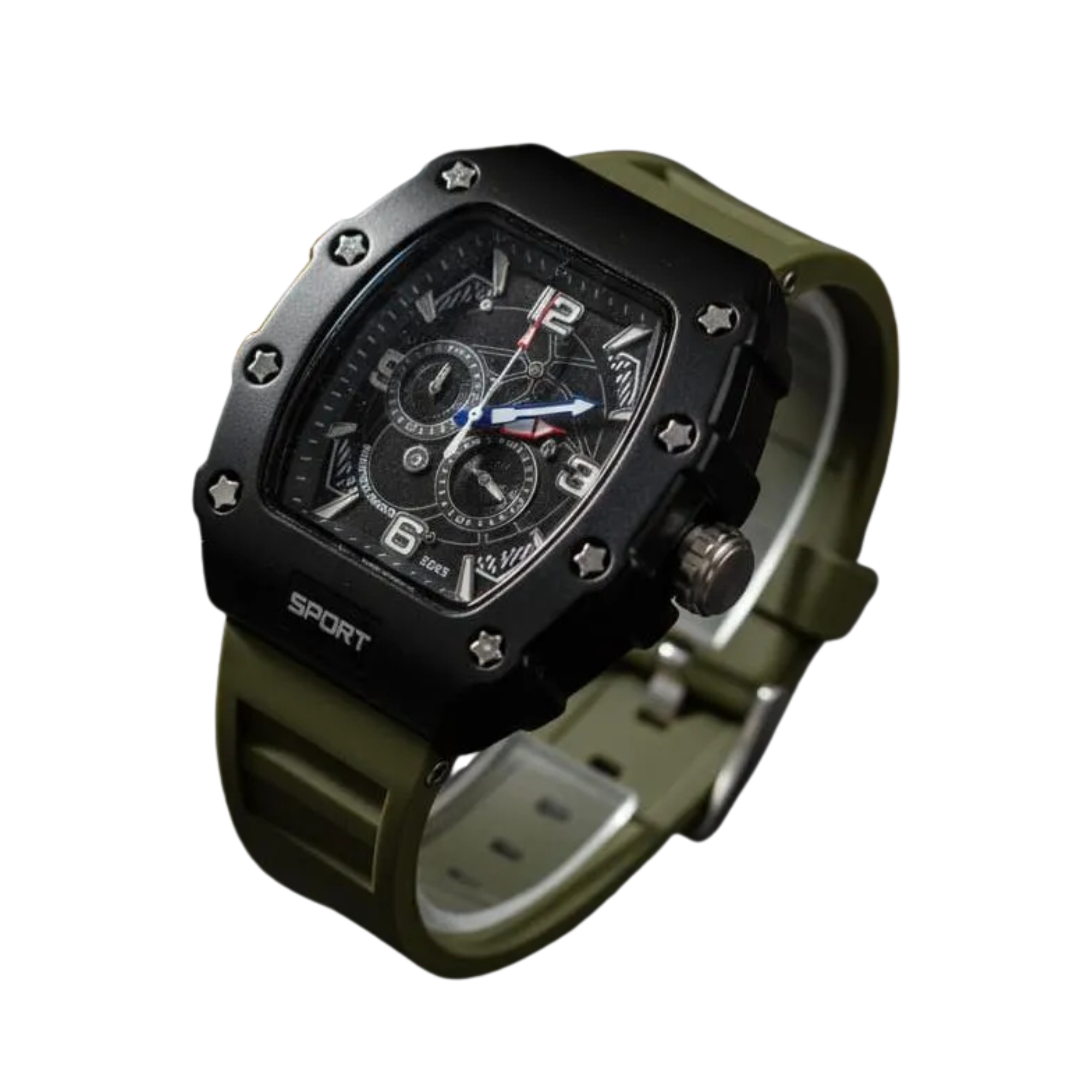Oxford Military Style Sport Watch Olive Green Silicone Strap