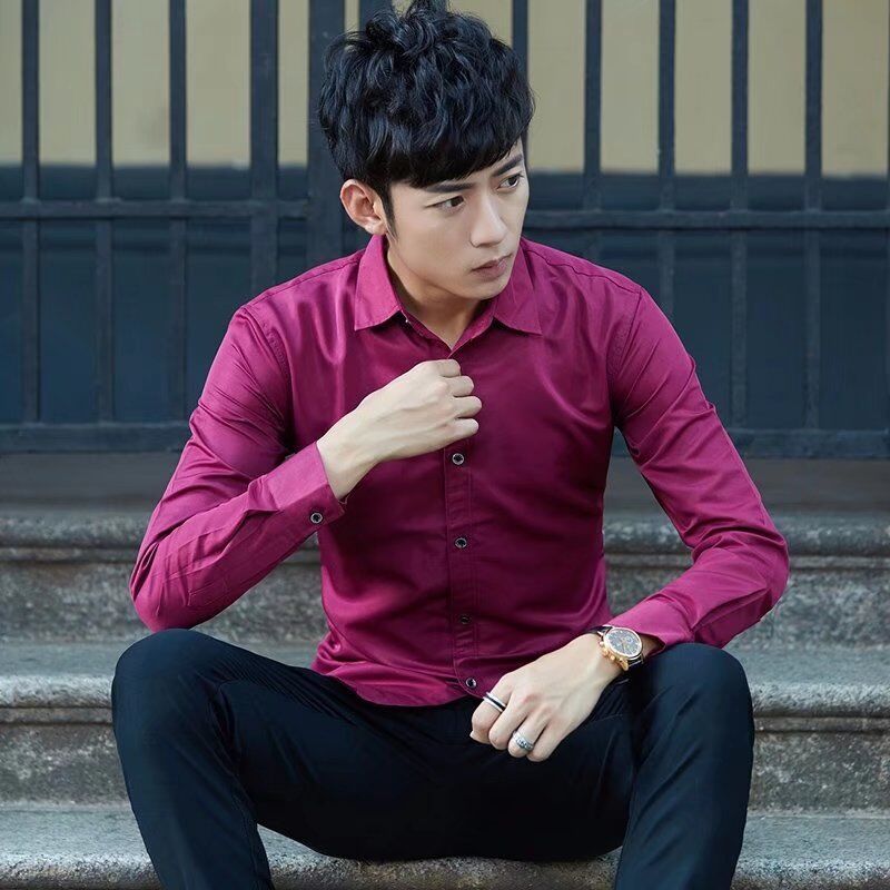 Men Slim Fit Black Long Sleeve Shirt NewMen Slim Fit Black Long Sleeve Shirt New