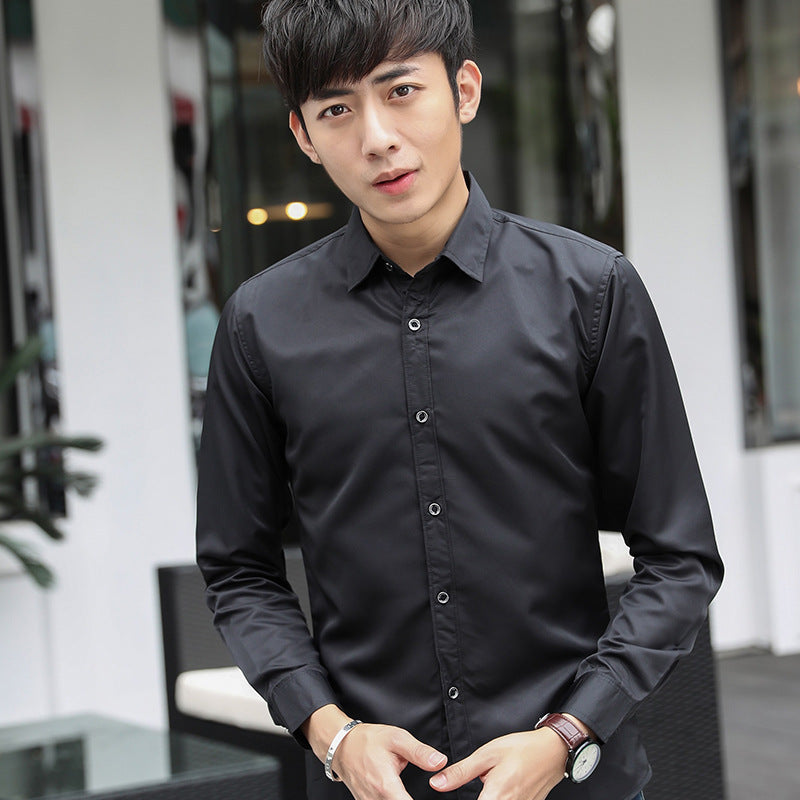 Men Slim Fit Black Long Sleeve Shirt NewMen Slim Fit Black Long Sleeve Shirt New